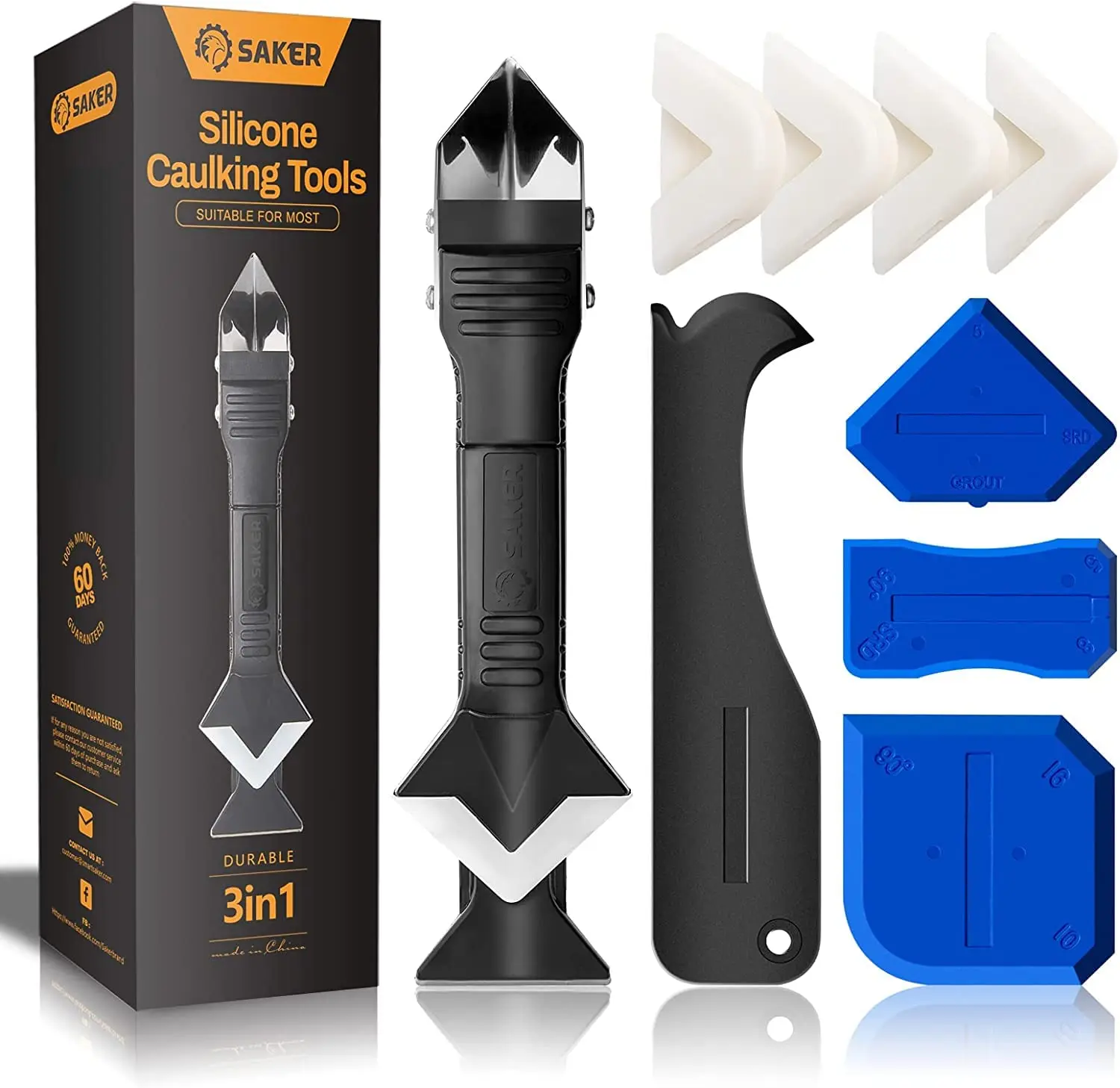 9PCS Kalefateren Nozzle Applicator Siliconen Schraper Kit Breeuwen Glad Remover Gereedschap Kit Vloer Kalefateren Finisher Grout Accessoiress
