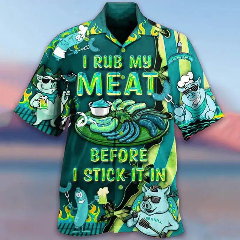 เสื้อฮาวายแขนสั้นพิมพ์ลาย3D ผลไม้การ์ตูนเสื้อเชิ้ตชายหาดสำหรับผู้ชายฤดูร้อนใหม่2024ราคาไม่แพง