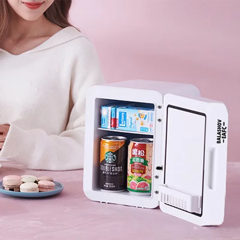 LED 조명 거울이 있는 미니 메이크업 냉장고, 휴대용 화장품 보관 냉장고, 가정용 자동차 이중 용도 쿨러, 신선도 유지, 4L