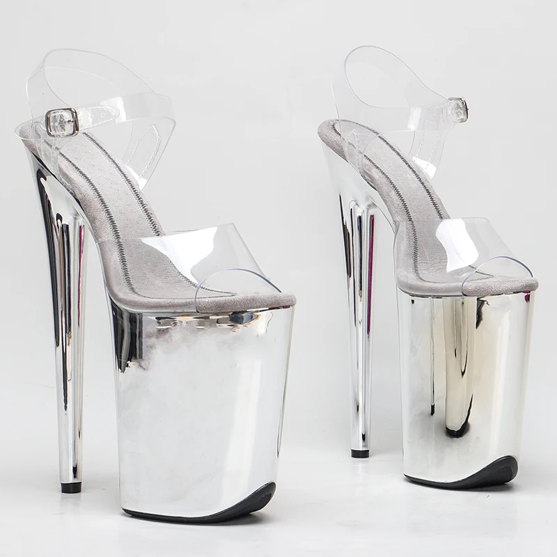 Leecabe 23CM/9 pulgadas plataforma chapada superior de PVC sandalias sexis de tacón alto zapatos de baile en barra