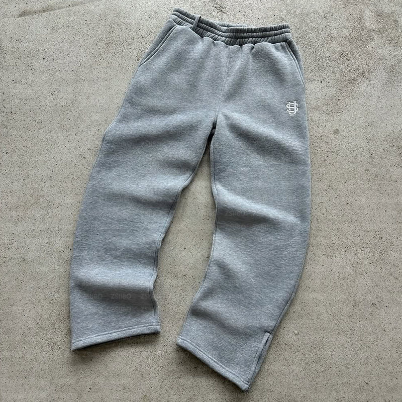 Y2K-pantalones de chándal holgados con bordado etiquetado, pantalones de pierna ancha con pierna abierta, pantalones rectos con bolsillo a la moda para parejas, Sudadera con capucha para hombre
