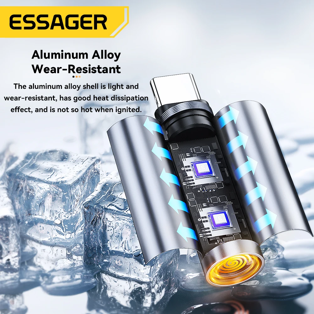 Essager USB-C Mini encendedor de alambre de tungsteno, seguridad para encendido para viajes aéreos, sin llama, apagado automático, encendedor de cigarrillos Typec