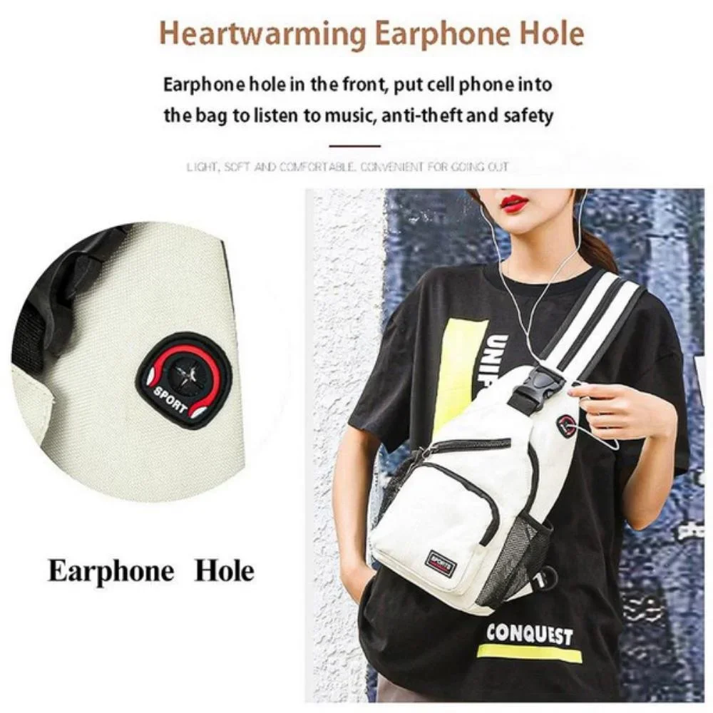 KISMIS Messenger Schulter Multifunktionaler Herren- und Damenrucksack Brusttasche Reiserucksack mit Kopfhörerloch