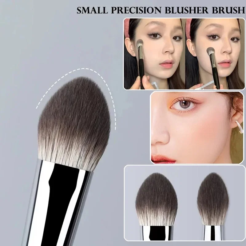 1/2 Uds. Brocha para colorete con forma de corazón de melocotón, colorete en polvo, crema, colorete líquido, brochas de maquillaje planas, pequeñas y precisas, herramientas de maquillaje