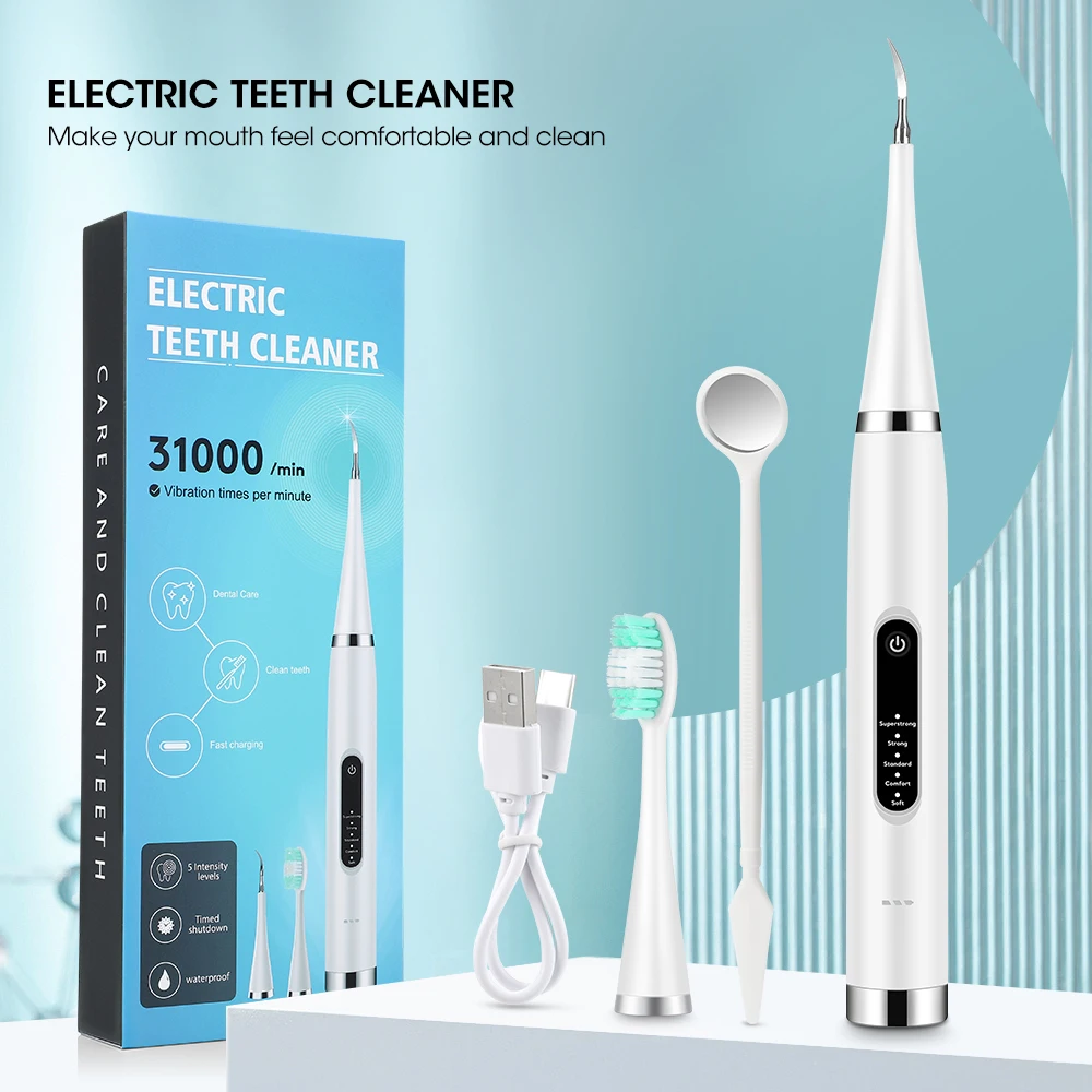 Dentes elétricos Clareamento e Limpeza Ultrasonic Tooth Cleaner, Dental Cálculo Remoção, Scaler Placa, Mancha de café, Tártaro, Oral Care
