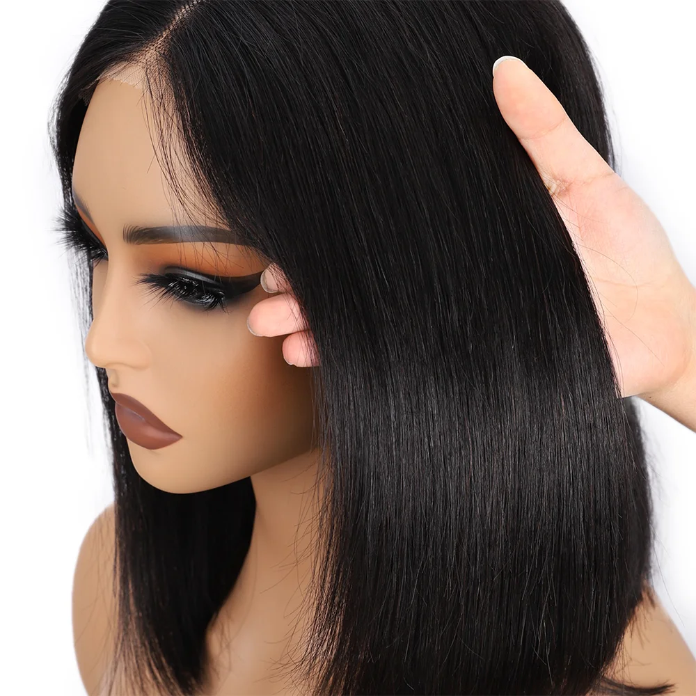 Wear e ir perucas sem cola cabelo humano bob em linha reta pré corte perucas dianteiras do laço cabelo humano atualizado sem cola perucas dianteiras do laço para mulher