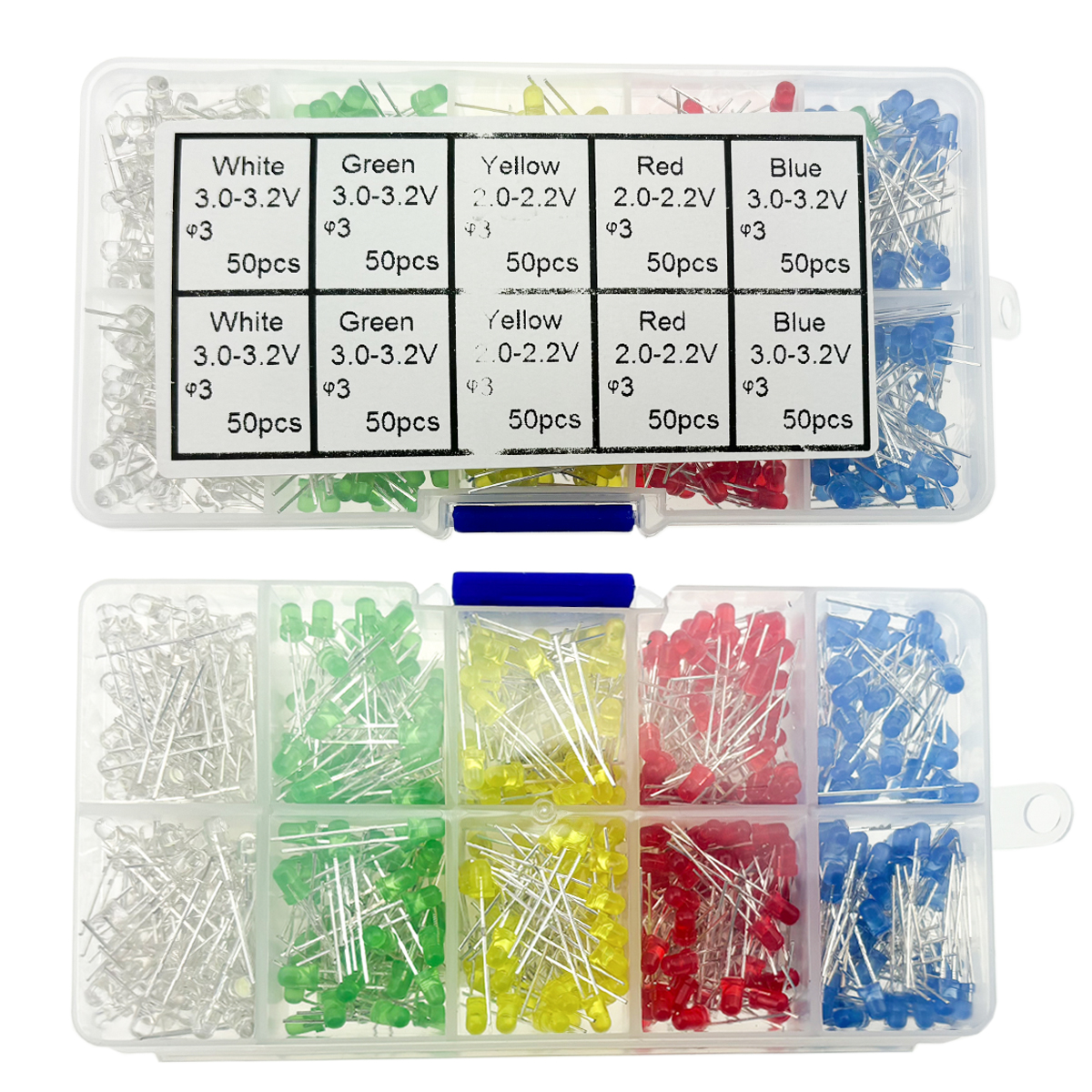 100/300/500PCS 3MM 5MM Light Emitting Diode Electronic Kit Box F3 F5 LED Diode Various Kits White Green Red Blue Yellow