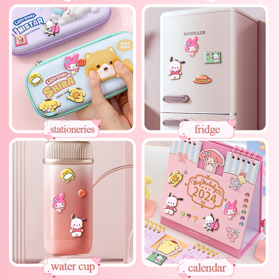 Sanrio Kuromi Cinnamoroll libro magnético silencioso My Melody hecho a mano DIY juguete repetible pegatinas magnéticas regalo para niñas juguetes para niños