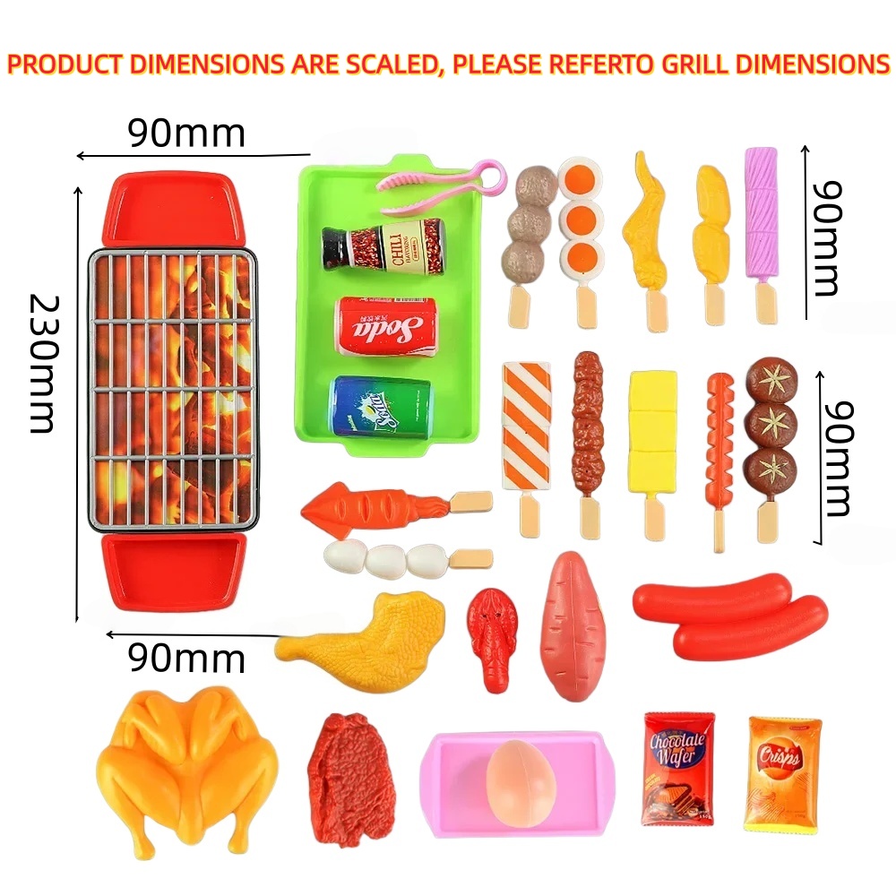 Juguetes de cocina para vestir para bebé, juego de barbacoa para niños, utensilios de cocina para barbacoa simulada, comida simulada, Cosplay, juguetes educativos de regalo