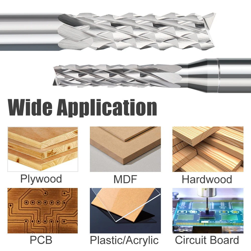 10 Chiếc PCB Xay Bộ Dao 0.8-1.3.175Mm Ngô Khắc Cắt 3.175Mm Vít CNC Router Bit Cuối cối Xay Cho PCB Máy