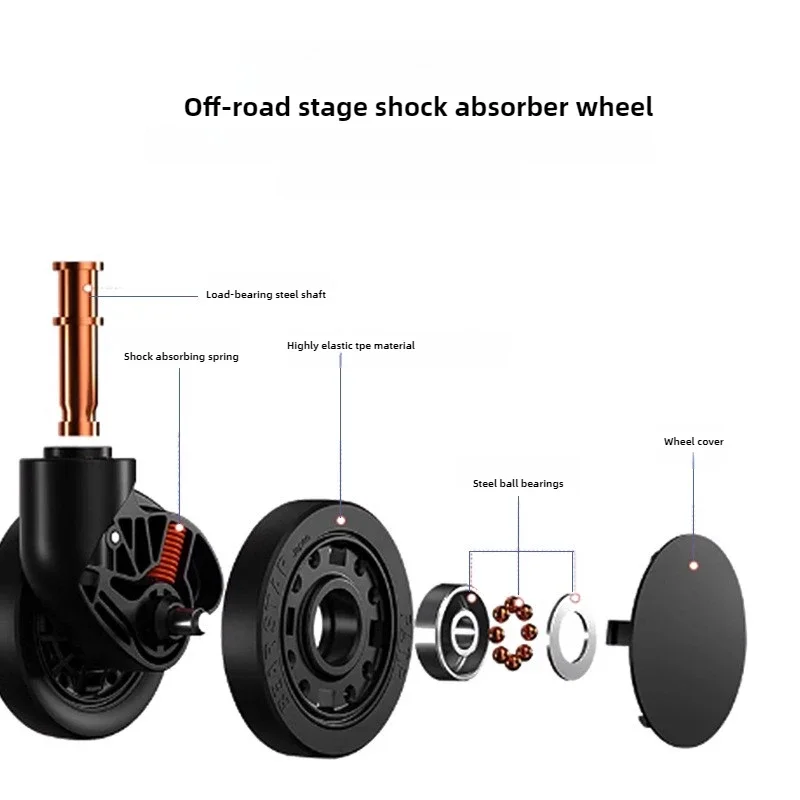 Nova bagagem com haste de tração larga, estojo de viagem com roda absorvente de choque de nível off-road, zíper YKK, material PC alemão Bayer, grande capacidade