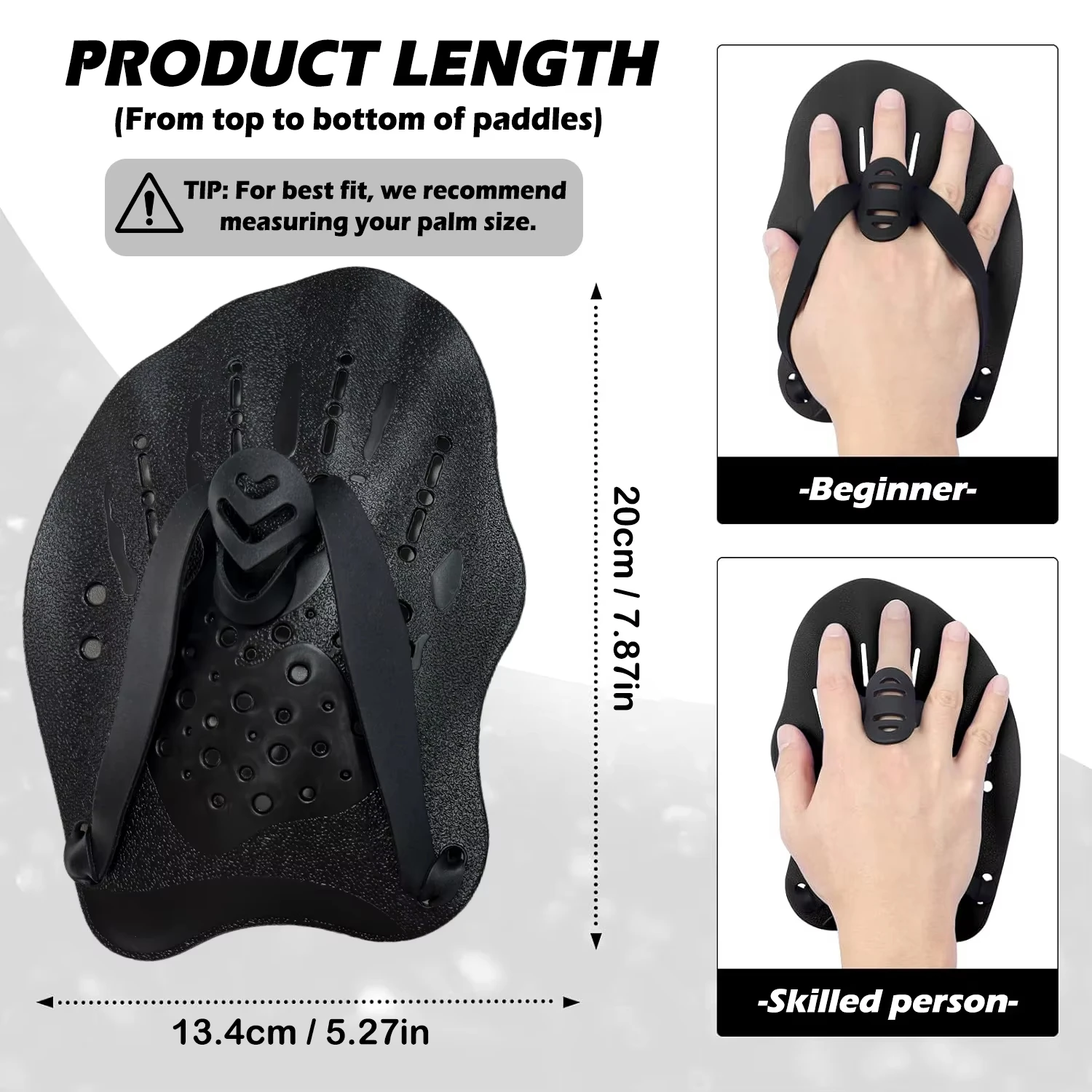 1 par de aletas de manos para entrenamiento de natación, con correas de silicona ajustables