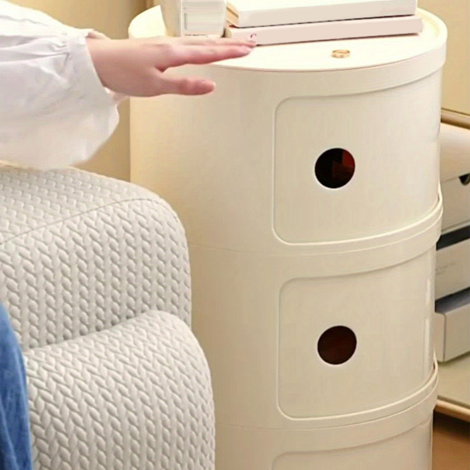 Podofo comodino nordico moderno semplice bianco rotondo creativo Mini semplice tavolino tavolino portatile comodini mobili