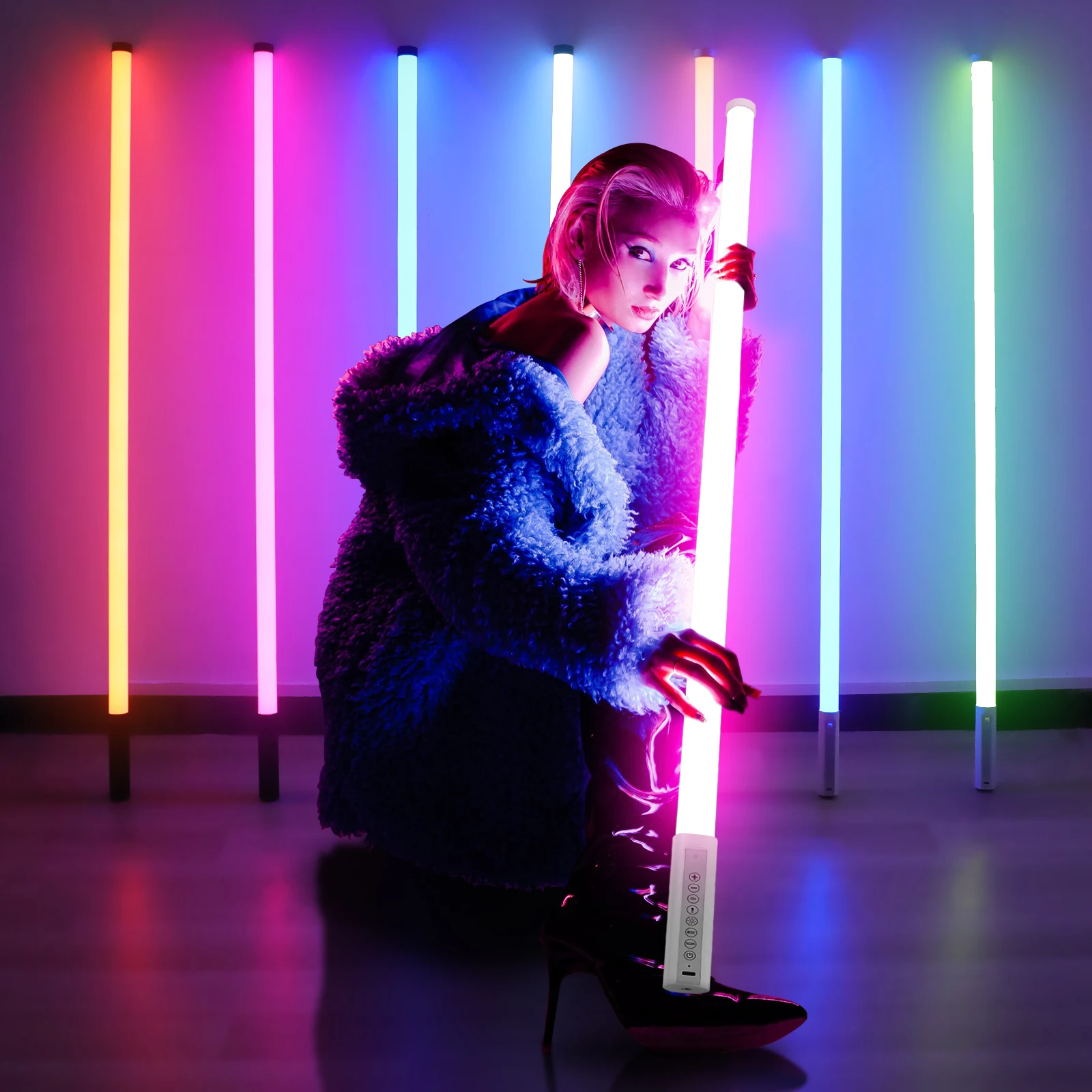 6Pack TL-130Pro Smart Synkitt APP Control Bluetooth Rgb Led Tube Light Bar With Case Color Change Neon Dj Party Events Light