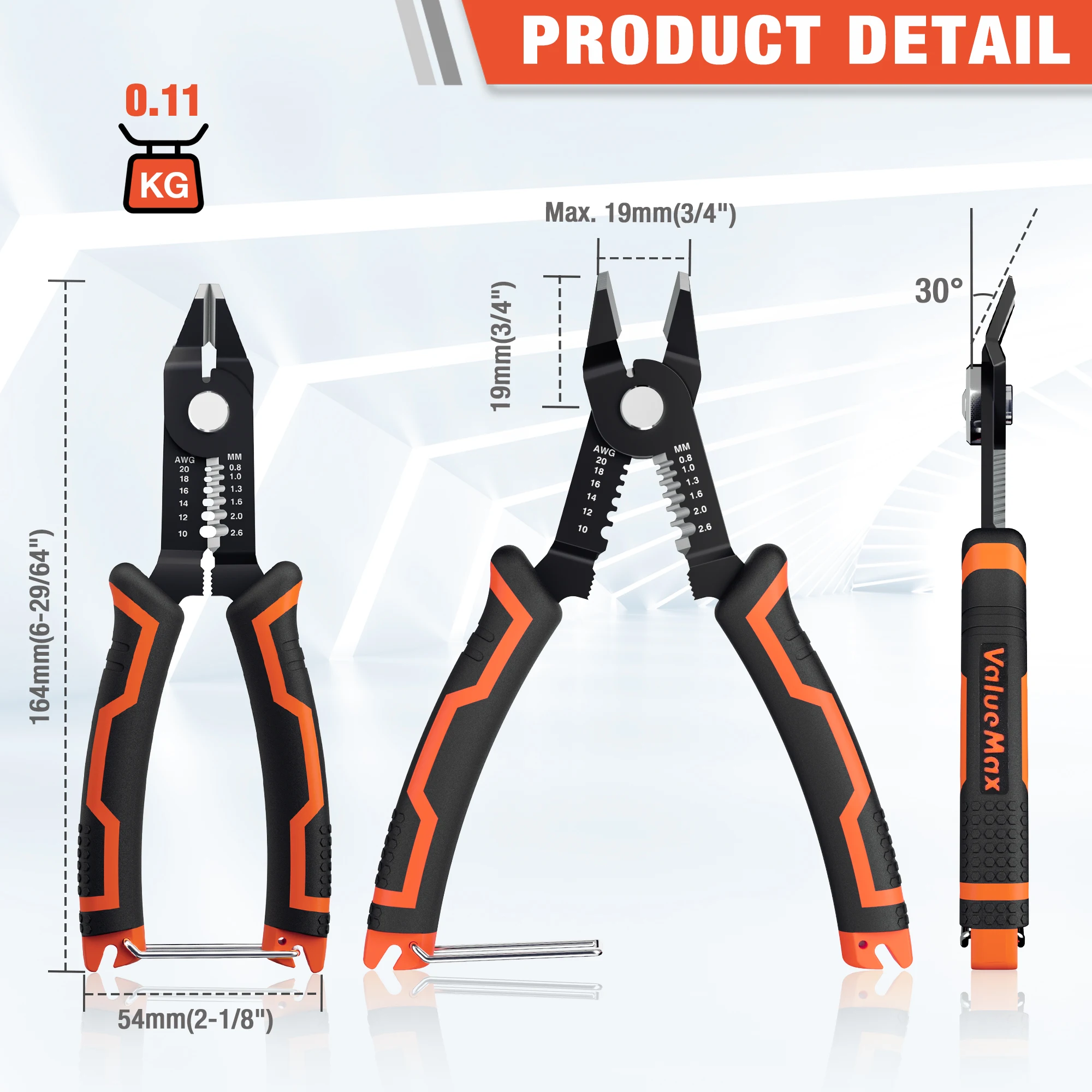 Valuemax-Alicates diagonales universales 2 en 1, cortadores de cables eléctricos de 6 ", pelacables, corte lateral, alicates al ras, herramienta de mano
