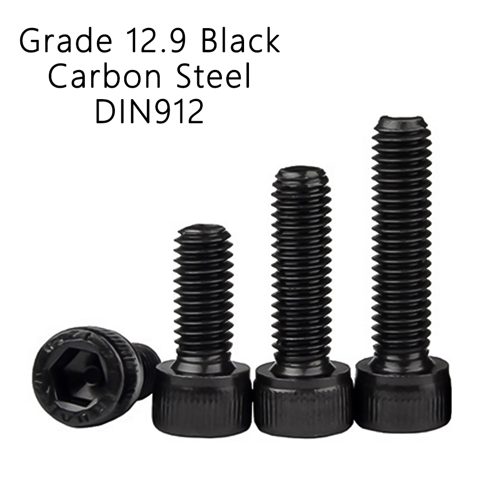 5-100pcs M2 M2.5 M3 M4 M5 M6 M8 M10 304 Stainless Steel Hex Socket Cap Head Allen Bolt DIN912 Grade 12.9 Black Hexagon A2 Screw