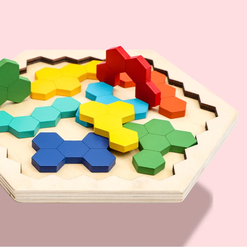 สีสัน3D ปริศนาไม้ของเล่นคุณภาพสูง Tangram คณิตศาสตร์เกมจิ๊กซอว์เด็กก่อนวัยเรียนจินตนาการของเล่นเพื่อการศึกษาเด็ก