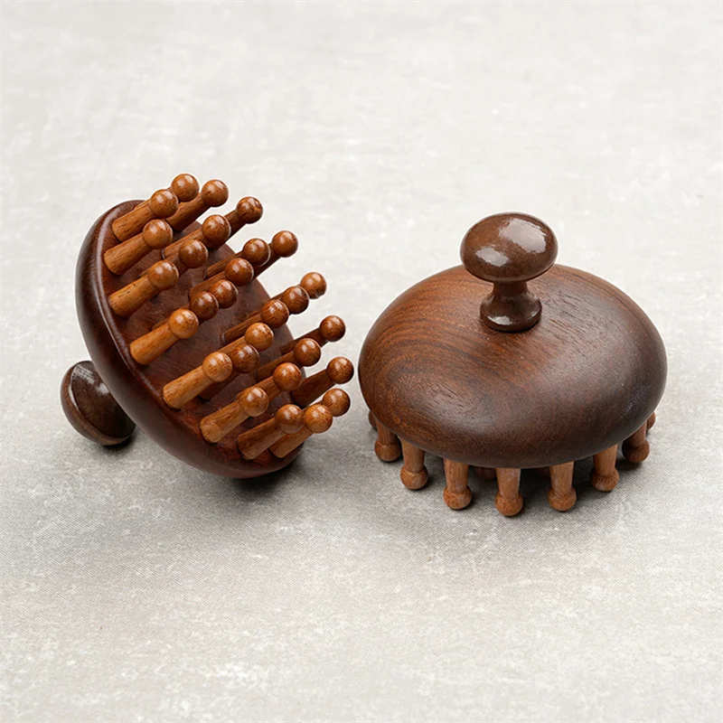 Sandalwood Disc Wooden Massage Scalp Wide Tooth Scalp Comb Round Tip Scalp Tool Wet Dry Hair Massage Comb