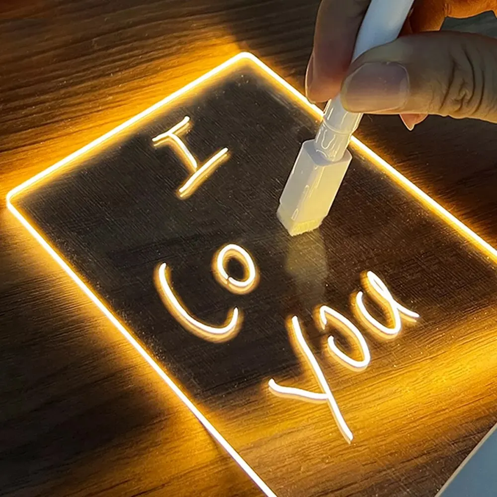 Criativo LED Night Light com Caneta, Nota Tábua, Mensagem USB, Feriado, Decoração Lâmpada, Presente para Crianças, Namorada