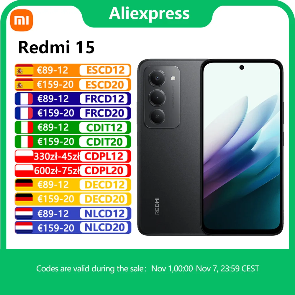【Marke+】Redmi 15 Global Version Smartphone 6,9" 50MP 7000mAh Akku 33W Schnellladung IP64 Snapdragon ®   685 Mobile Plattform