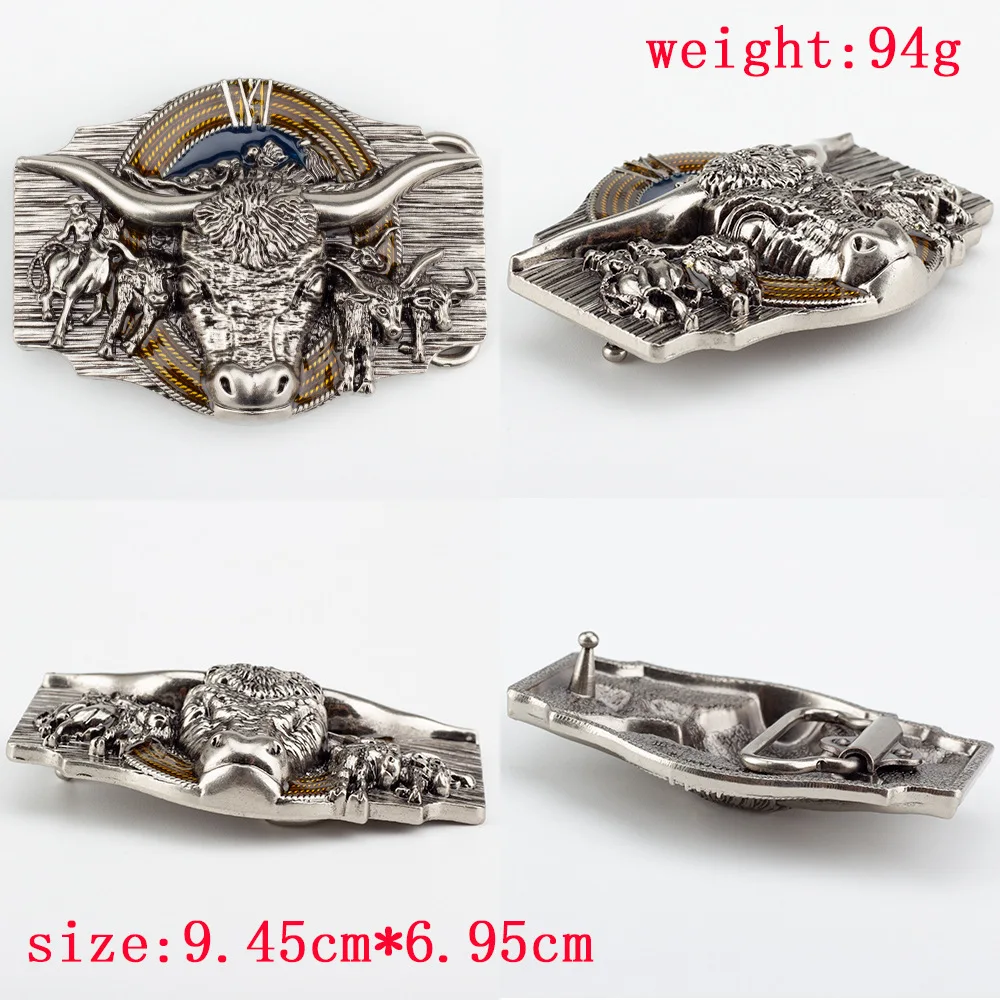 Hebilla de cinturón con cabeza de bisonte, hebilla Retro estilo vaquero occidental para cinturón de 3,8 cm de ancho