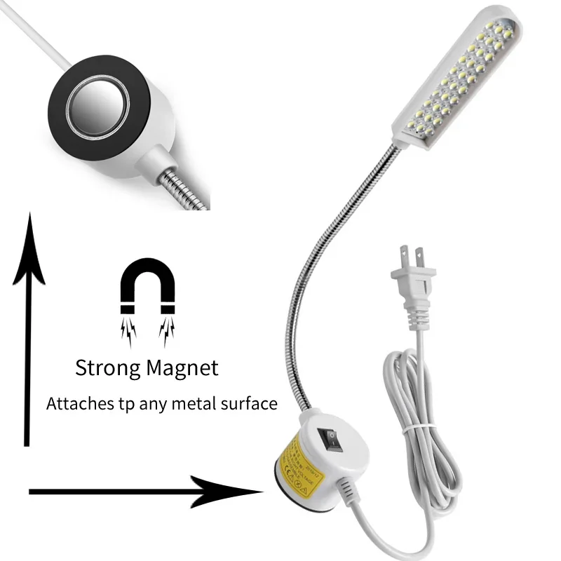 LED Sewing Machine Lamp 360 Flexible Adjustable Gooseneck Work Lamps Industrial Lights with Magnetic Base for Workbench New 2024