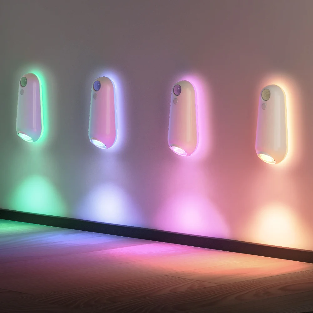 Luz nocturna inteligente Toliet, lámpara con sensor de movimiento que cambia de 7 colores, luces LED para inodoro RGB degradadas, para baño, cómoda, noche
