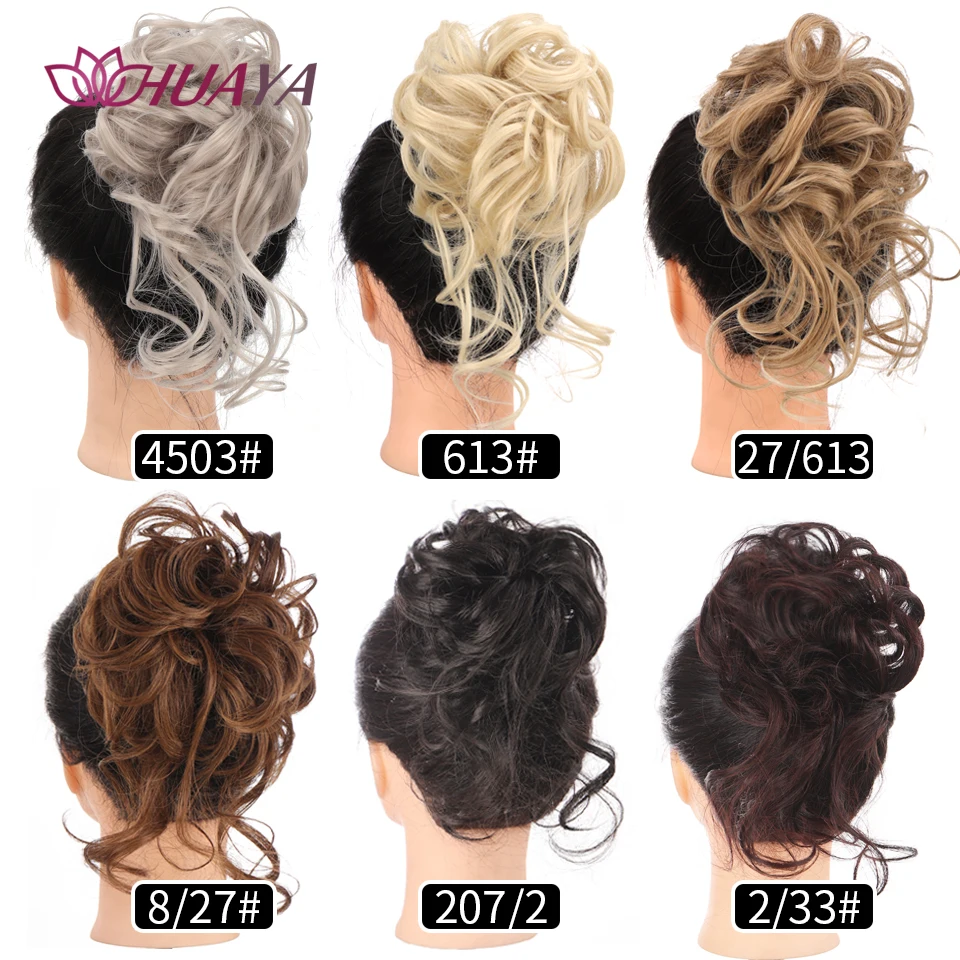 HUAYA-extensiones de cabello sintético con garra rizada y desordenada, moño, pelo falso con cola para mujer