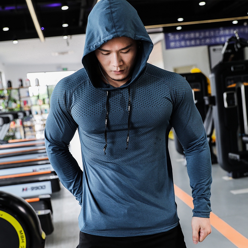 Herren Fitness Trainingsanzug Laufen Sport Hoodie Gym Jogger Kapuzen Outdoor Workout Shirts Tops Kleidung Muskeltraining Sweatshirt