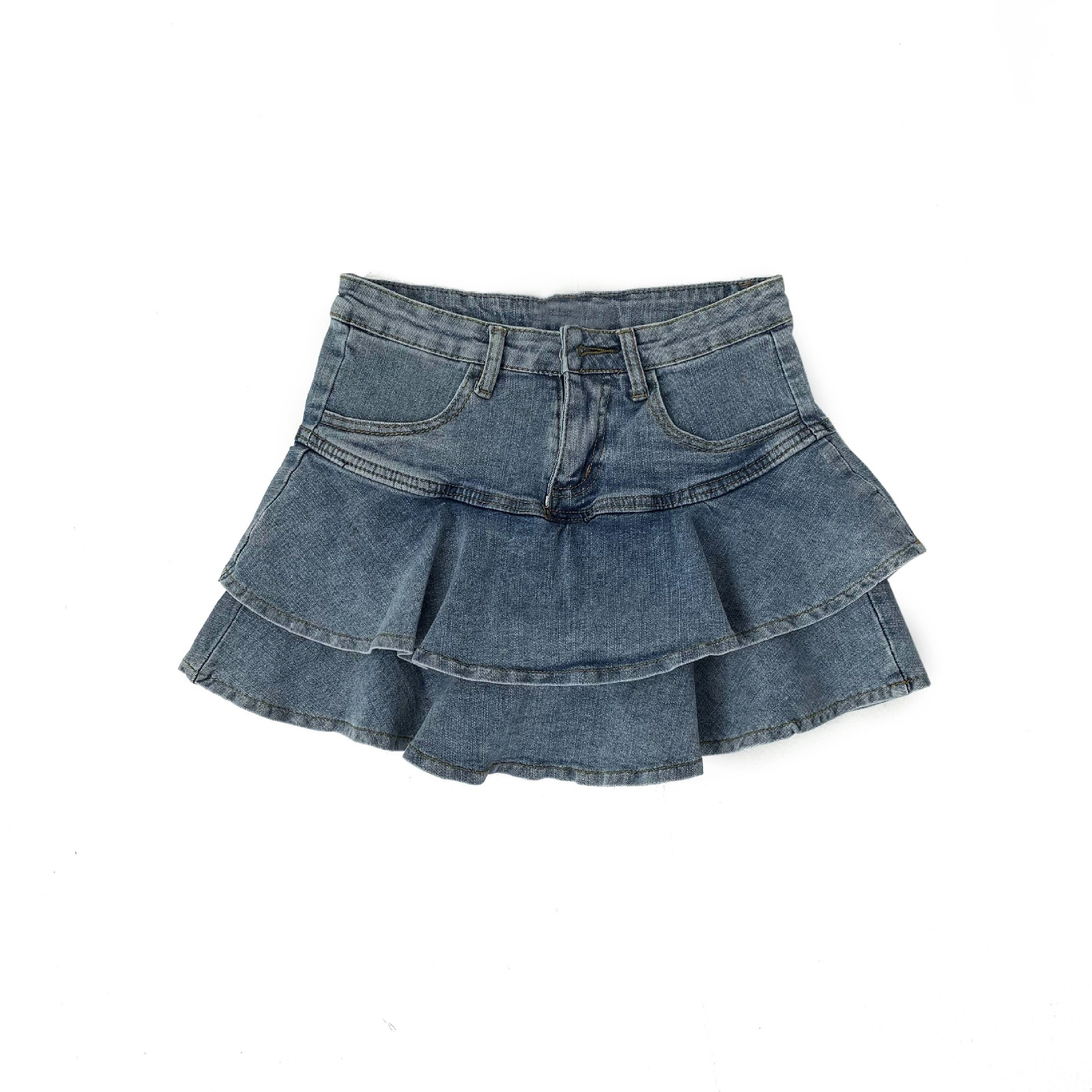 Vintage Denim Rok Shorts Vrouwen Zomer Koreaanse Mode Hoge Taille A-lijn Wassen Blauw Slanke Leuke Sexy Mini Jeans Ruche Rok Vrouwelijke