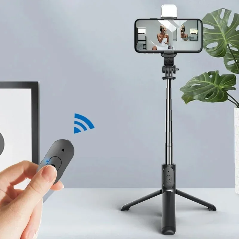 Wireless Selfie Stick with Tripod Stand and Light, Bluetooth Remote, Extendable for iPhone, Mobile Phone, TikTok Live Streaming