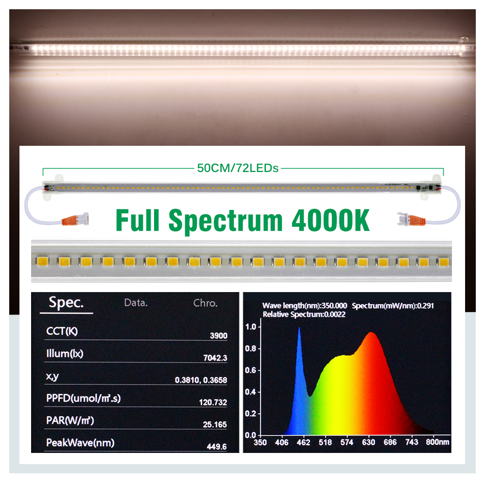 Grow Light 220V Full Spectrum LED Bar Light สําหรับพืช 50 ซม.Phyto โคมไฟสําหรับพืช Veg ดอกไม้เรือนกระจกเต็นท์ 4000K 380-780nm