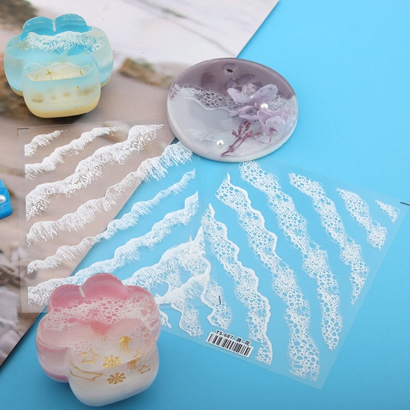 1 แผ่นจำลอง สติกเกอร์ 3D Effect Sea ภาพวาดสติกเกอร์เรซิ่นบรรจุวัสดุเรซิ่น Craft Art