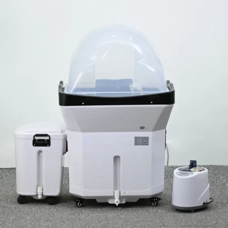 Hair therapy shampoo bed. Water circulation fumigation steam therapy shampoo basin. Special shampoo tool for beauty salon