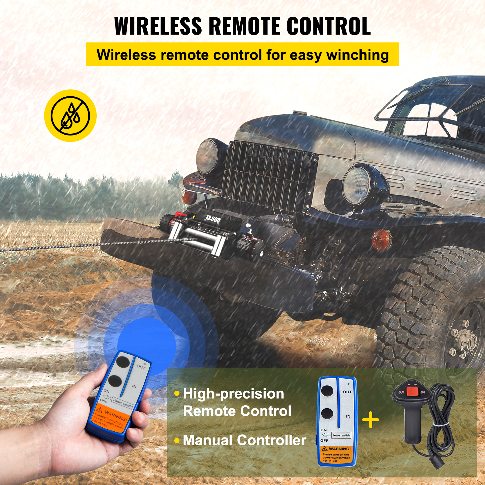 VEVOR 12V Elektrische Seilwinde 6123,5 kg Elektrische Winde Elektrische Motorwinde 62 x 36 x 27 cm Motorwinde