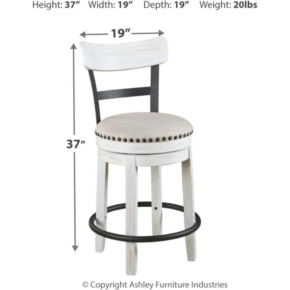Valebeck 24.5" Modern Swivel Counter Height Barstool, Whitewash