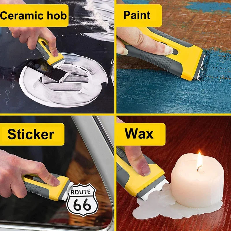 Scraper Blade Tool or 5pcs Blades, Retractable Paint Stripping Cleaning Tool for Removing Paint From Label Stickers Decals Glass