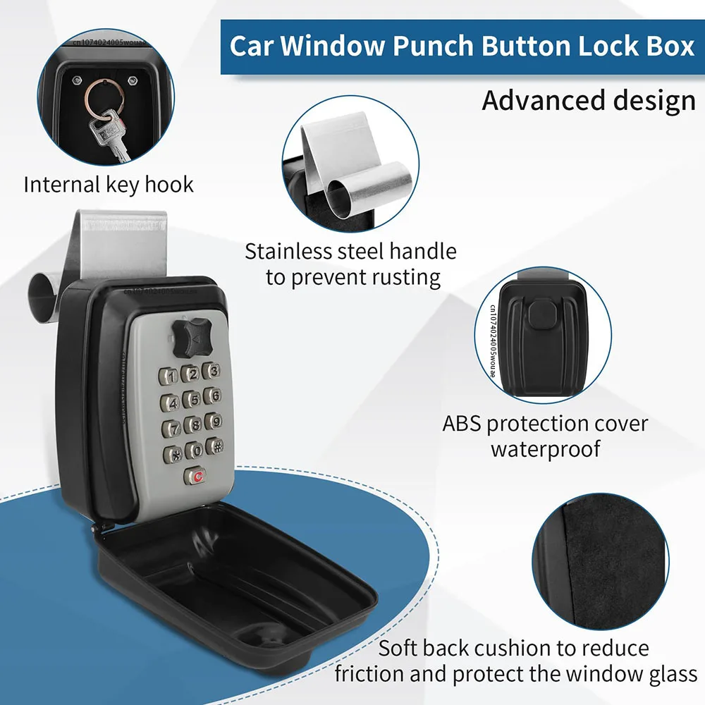 Car Window Lock Box for Black Portable Lockbox for Car Keys Car Key Lock Box Fit for Ride Share Get Around with Sturdy Large