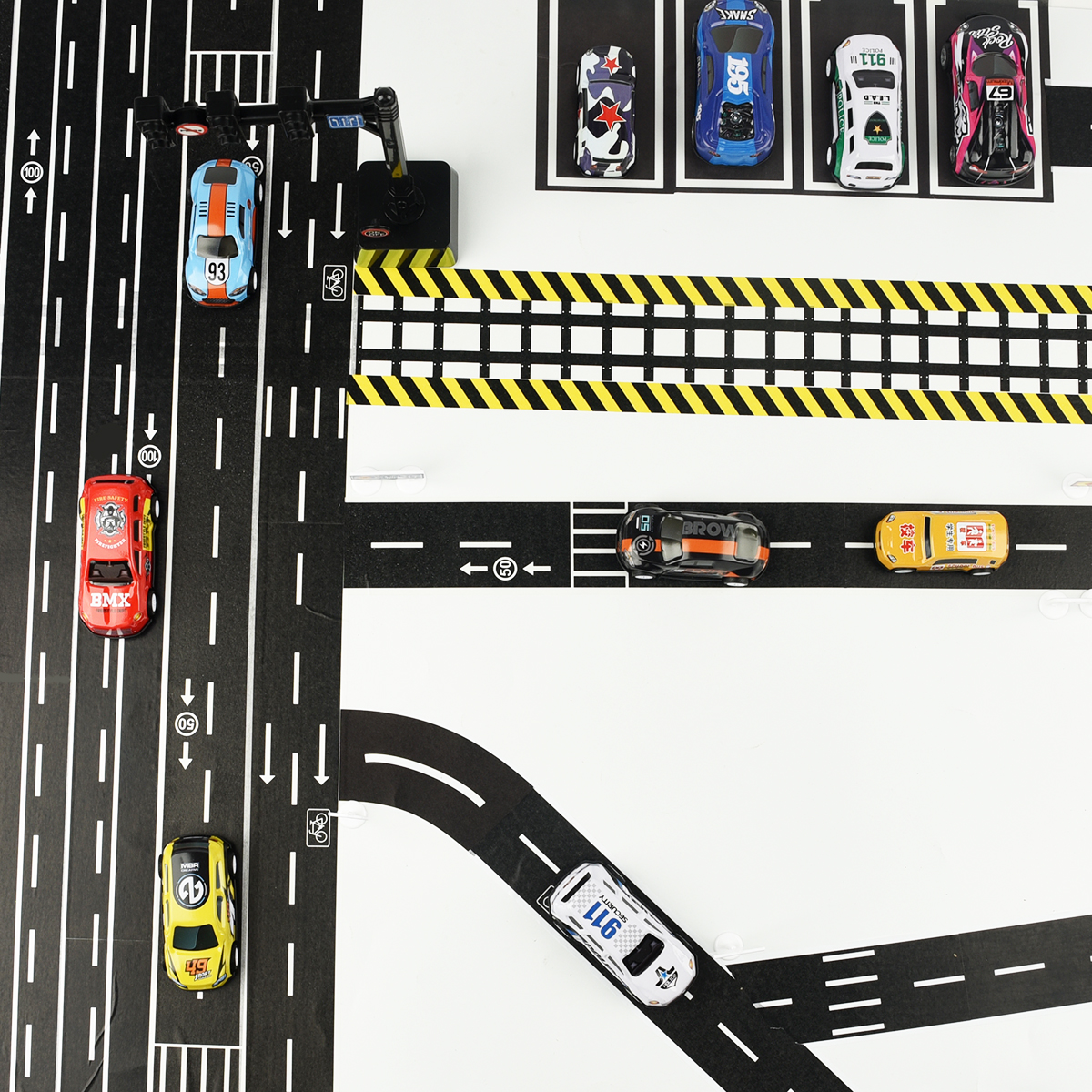 철도 고속도로 교통 도로 디자인 종이 Washi 테이프 DIY 접착 스티커 라벨 어린이 장난감 경주