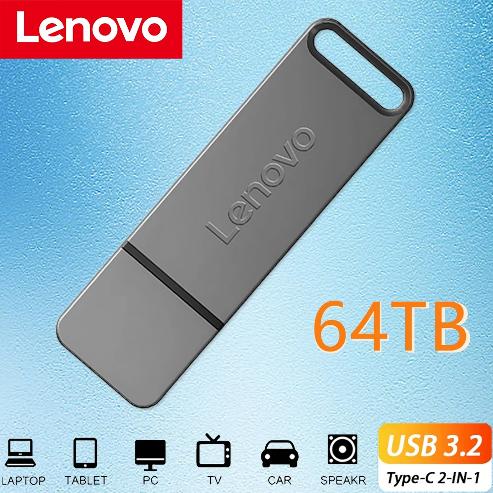Lenovo 64TB Pendrive U Disk USB3.0 de alta velocidad 180 MB/s caja gratis película estudio 16TB unidad Flash de Metal impermeable entrega gratuita Truc