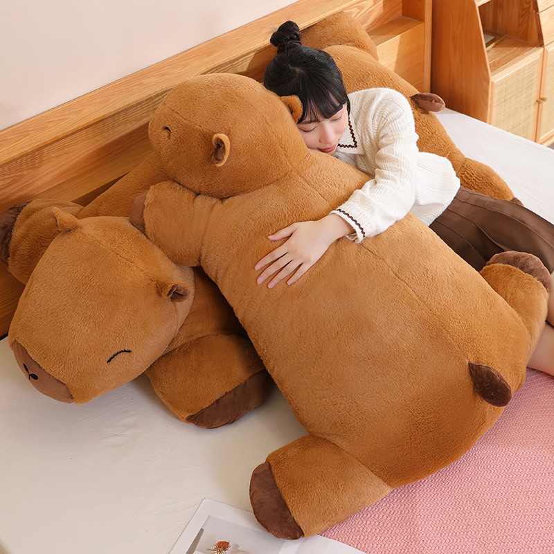 Riesige Kawaii Capybara Plüschpuppe Bodenmatte Hochwertiges Tier Braun Capybara Plüschteppich Home Decor Geschenk für Jungen und Mädchen