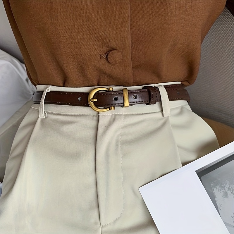 Moda antigua Retro Simple mujeres adolescentes cinturones de estilo fino señoras cinturón de pantalones vaqueros con borde cortado