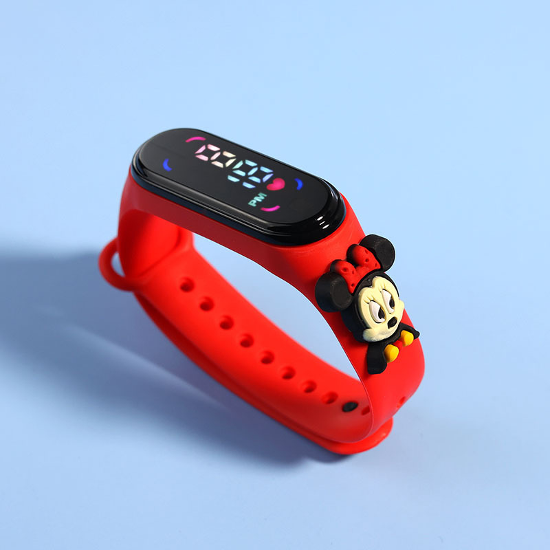 Diseny mickey crianças relógios para meninas pulseira eletrônica esportes toque led spiderman boneca crianças relógio feminino à prova dwaterproof água