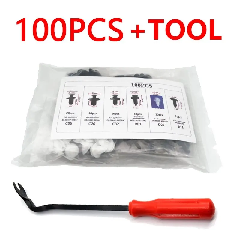 100 Stück Kunststoffs chnalle Set Karosserie Druck nieten ersetzen Teile Stoßstange Befestigung Nagel Kit 6 Arten Auto Befestigungs elemente Nagel Quetsch stange
