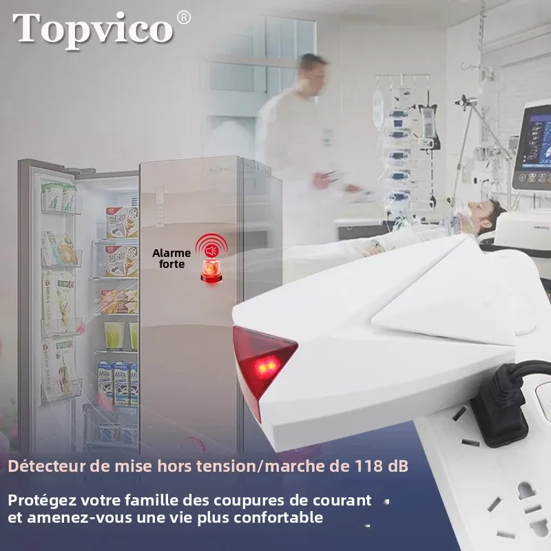 Paquet de 2 alarmes de panne de courant, alarme de panne de courant avec alerte 118dB 12H, alerte de détecteur de mise hors tension pour réfrigérateur, pompes de puisard