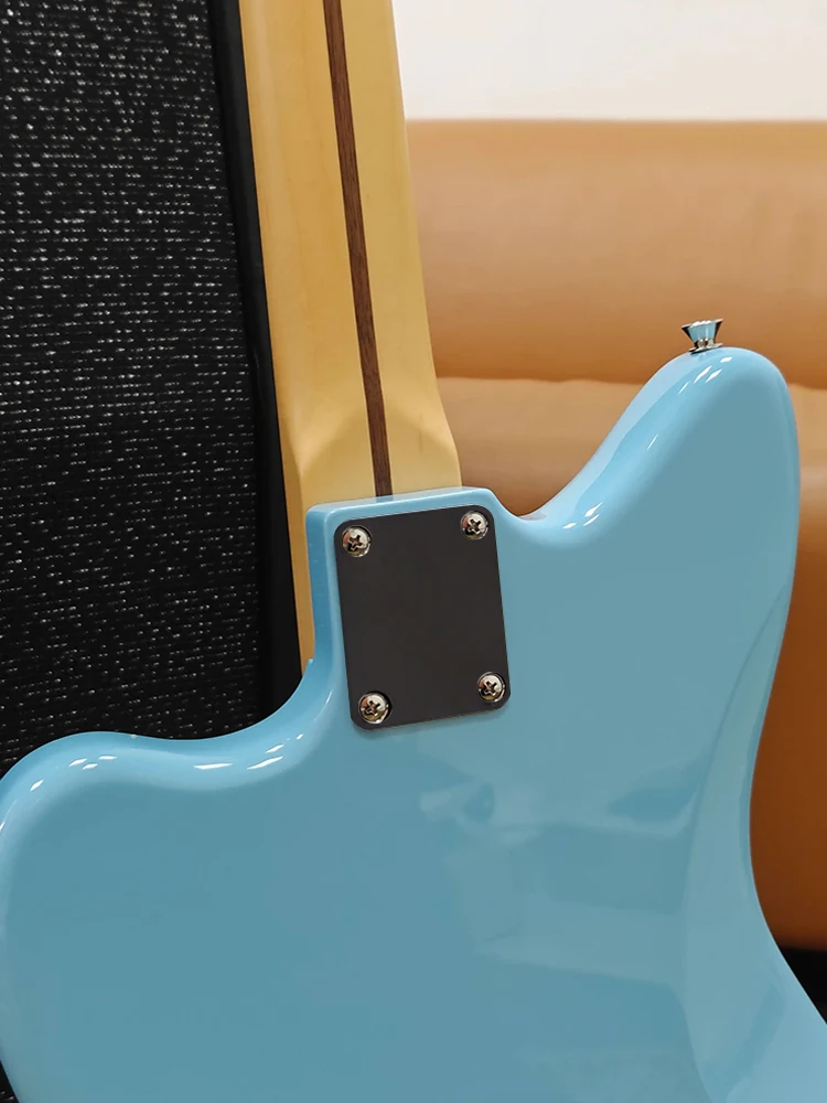 1 set di piastre per manico per basso, piastra per rinforzare il collegamento del giunto del manico della chitarra elettrica con piastra posteriore in plastica e viti di montaggio