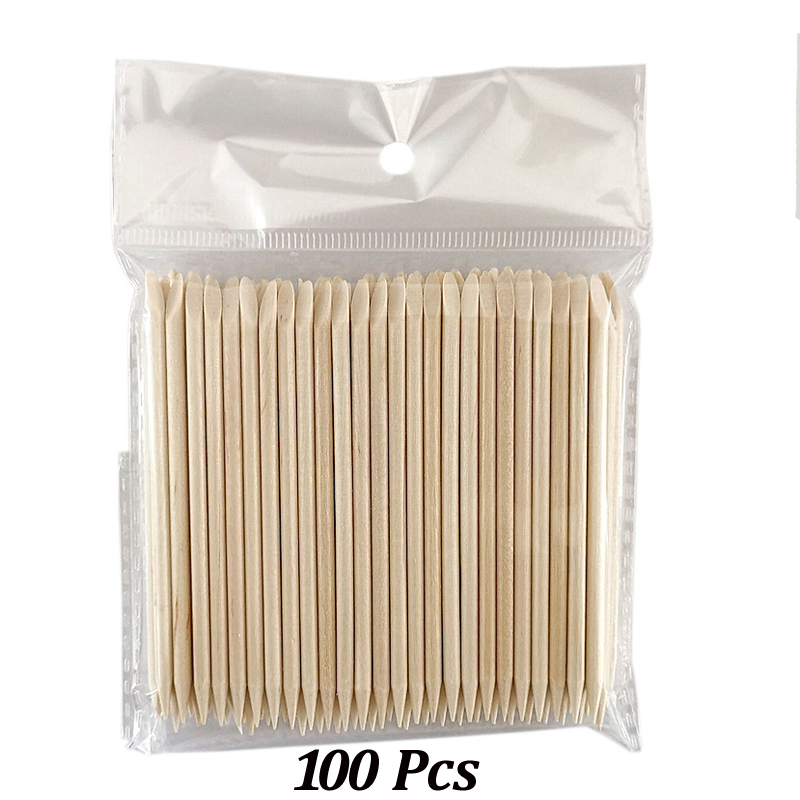 Bâtonnets poussoirs à cuticules en bois, 100 pièces/500 pièces, 63/75/95/105/127/150/178MM pour vernis Gel, élimine le nettoyage du pédicure, outil de pointage de conception à faire soi-même