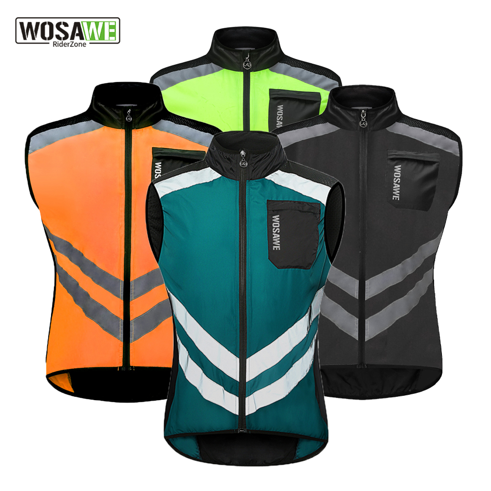 WOSAWE Warnweste mit hoher Sichtbarkeit, für Motorrad, Radfahren, Sport, Outdoor, reflektierende Sicherheitskleidung, reflektierende Weste, Windjacke