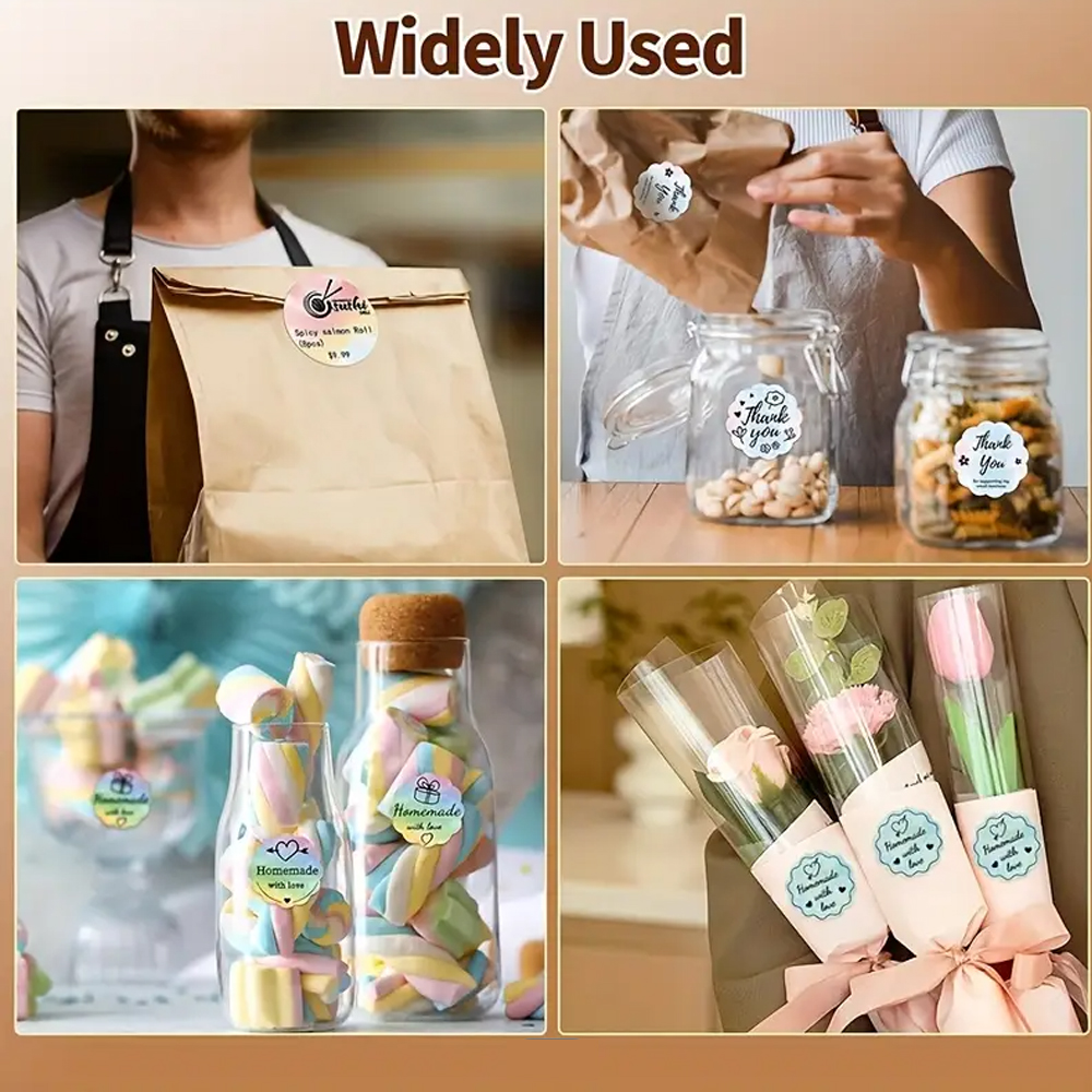 2 Rolls M110 M220 New Launch Rainbow Favorable adhesive paper Waterproof Tear resistant floral round type Thermal label stickers