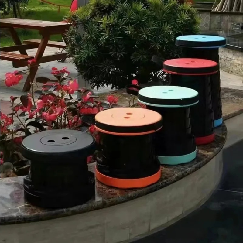 1PC campeggio esterno barbecue pesca sgabello pieghevole portatile portaoggetti pieghevole sgabello pieghevole regolabile a gravità in plastica